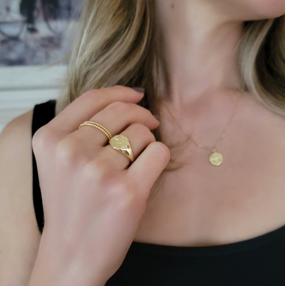 Gold Vermeil Celestial Signet Ring - Picture 3 of 4